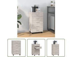 vidaXL Opbergkast - Ladekast - Ladekast met wieltjes bewerkt hout betongrijs - Houten Kast - Grijze Kast - Bureaublad Accessoires