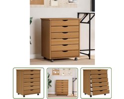 vidaXL Opbergkast - Ladekast - Ladekast MOSS verrijdbaar massief grenenhout honingbruin - Bureaulade - Houten Kast - Massief Grenenhout