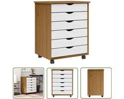 vidaXL Opbergkast - Ladekast - Ladekast MOSS verrijdbaar massief grenenhout honingbruin - Bureaulade - Houten Meubels - Grenenhouten Meubel