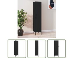 vidaXL Opbergkast - Lockerkast - Lockerkast 35x46x180 cm staal zwart - Metalen Kast - Staalkast - Zwarte Kast