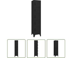 vidaXL Opbergkast - Lockerkast - Lockerkast 38x40x180 cm staal zwart - School Lockers - Kantoor Lockers - Metalen Lockerkast