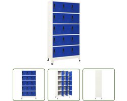 vidaXL Opbergkast - Lockerkast - Lockerkast 90x40x180 cm staal grijs en blauw - Kantooropslag - School Lockers - Metalen Kast