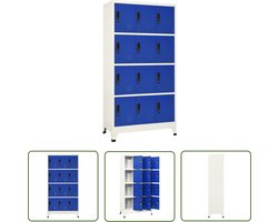 vidaXL Opbergkast - Lockerkast - Lockerkast 90x45x180 cm staal grijs en blauw - Kantooropslag - Metalen Kast - Staalkast