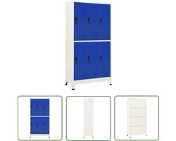 vidaXL Opbergkast - Lockerkast - Lockerkast 90x45x180 cm staal grijs en blauw - Metalen Kast - Staalkast - Grijze Kast