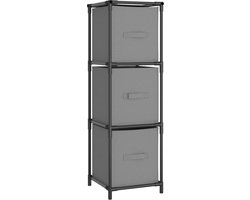 vidaXL - Opbergkast - met - 3 - stoffen - lades - 34x34x101 - cm - staal - grijs