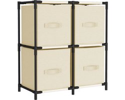 vidaXL - Opbergkast - met - 4 - stoffen - manden - 63x30x71 - cm - staal - crèmekleurig