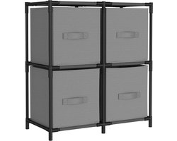 vidaXL - Opbergkast - met - 4 - stoffen - manden - 63x30x71 - cm - staal - grijs