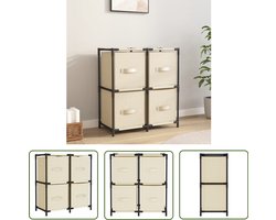 vidaXL Opbergkast met 4 stoffen manden - Crèmekleurig Opslagkast - Opbergvak - Kruiwagen - Bergruimte - Organisatie