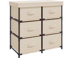 vidaXL - Opbergkast - met - 6 - lades - 55x29x55 - cm - staal - crèmekleurig