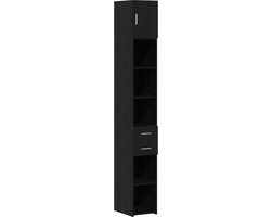 vidaXL - Opbergkast - met - lade - 2 - pcs - Zwart - Eiken - 30 - x - 42,5 - x - 225 - cm