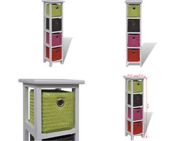 vidaXL Opbergkast met meerkleurige manden paulowniahout - Kast - Kasten - Opbergkast - Opbergkasten