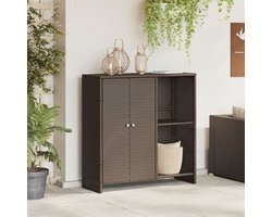 vidaXL - Opbergkast - met - plank - met - opslag - Bruin - 100 - x - 36 - x - 102 - cm - Rattan