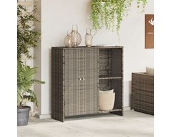vidaXL - Opbergkast - met - plank - met - opslag - Grijs - 100 - x - 36 - x - 102 - cm - Rattan