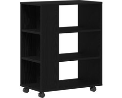 vidaXL - Opbergkast - met - wiel - Zwart - Eiken - 60 - x - 35 - x - 75 - cm - Bewerkt - hout