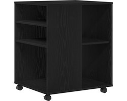 vidaXL - Opbergkast - met - wiel - Zwart - Eiken - 60 - x - 53 - x - 72,5 - cm - Bewerkt - hout