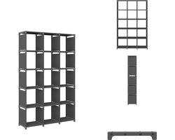 vidaXL Opbergkast - Opbergkasten - Opbergrek - Opbergrekken - Kast met 15 vakken 103x30x175,5 cm stof grijs
