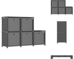 vidaXL Opbergkast - Opbergkasten - Opbergrek - Opbergrekken - Kast met 5 vakken met boxen 103x30x72,5 cm stof grijs