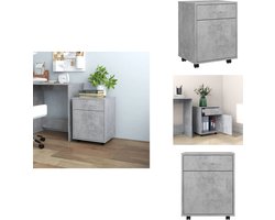 vidaXL Opbergkast - Opbergkasten - Rolbare Kantoorkast - Rolbare Kantoorkasten - Rolkast 45x38x54 cm bewerkt hout betongrijs