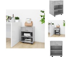 vidaXL Opbergkast - Opbergkasten - Rolbare Kantoorkast - Rolbare Kantoorkasten - Rolkast 46x36x59 cm bewerkt hout betongrijs