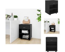 vidaXL Opbergkast - Opbergkasten - Rolbare Kantoorkast - Rolbare Kantoorkasten - Rolkast 46x36x59 cm bewerkt hout zwart