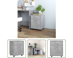vidaXL Opbergkast - Rolkast - Rolkast 45x38x54 cm bewerkt hout betongrijs - Kasten - Houten Kast - Grijze Kast