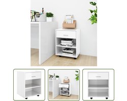 vidaXL Opbergkast - Rolkast - Rolkast 46x36x59 cm bewerkt hout hoogglans wit - Kasten - Meubilair - Houten Kast