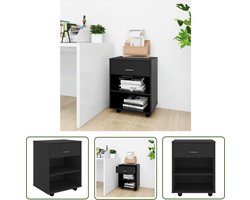 vidaXL Opbergkast - Rolkast - Rolkast 46x36x59 cm bewerkt hout zwart - Bureauspullen Organizer - Kantoor Meubilair - Houten Kast