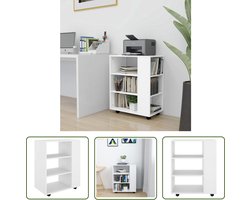 vidaXL Opbergkast - Rolkast - Rolkast 60x35x75 cm bewerkt hout wit - Kasten - Meubilair - Houten Kast