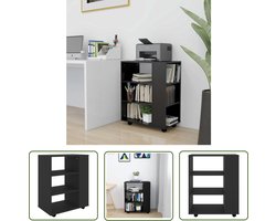 vidaXL Opbergkast - Rolkast - Rolkast 60x35x75 cm bewerkt hout zwart - Kasten - Meubilair - Bureaukast