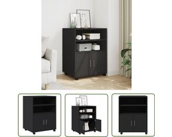 vidaXL Opbergkast - Rolkast - Rolkast 60x48x81 cm bewerkt hout zwart - Houten Kast - Kasten Set - Bureau Kast