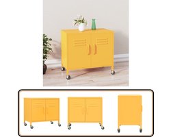 vidaXL Opbergkast staal mosterdgeel 60x35x56 cm Opslagkast - Metalen Kast - Staalkast - Mustard Yellow - Vintage Kast