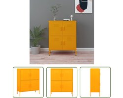 vidaXL Opbergkast - Stallen Opbergkast - Opbergkast 80x35x101,5 cm staal mosterdgeel - Metalen Kast - Mustard Yellow Furniture - Vintage Style Storage