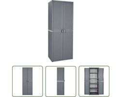 vidaXL Opbergkast - Tuin Kast - Tuinkast 65x45x172 cm PP rattan grijs - Buitenschrank - Ratan Look - Grijze Kast
