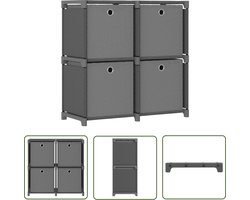 vidaXL Opbergkast - Vakkenkast - Kast met 4 vakken met boxen 69x30x72,5 cm stof grijs - Grijze Kast - Stoffige Kast - Multifunctionele Kast