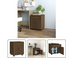 vidaXL Opbergkast - Verrijdbare Kast - Rolkast 45x38x54 cm bewerkt hout bruin eikenkleur - Houten Kast - Kast Met Lades - Bureau Accessoires