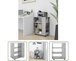 vidaXL Opbergkast - Verrijdbare Kast - Rolkast 60x35x75 cm bewerkt hout betongrijs - Kasten - Houten Kast - Grijze Kast