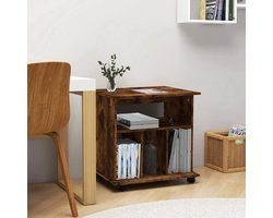 vidaXL Opbergkast - Verrijdbare Kast - Rolkast 60x45x60 cm bewerkt hout gerookt eikenkleurig - Houten Kast - Bruine Kast - Bureaukast