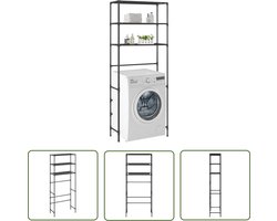 vidaXL Opbergkast - Wasmachinerrek - Opbergrek voor boven wasmachine 3-laags 69x28x169 cm zwart - Opbergerek - Keukenopslag - Badkameroppervlak