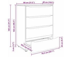 vidaXL - Opbergkasten - Beton - Grijs - 80 - x - 48 - x - 105 - cm - Bewerkt - hout