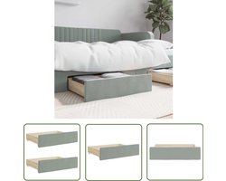 vidaXL Opbergkasten - Opbergladekast - Opberglades bed 2 st bewerkt hout en fluweel lichtgrijs - Bedladen - Boxspring Laden - Ruimte Besparen