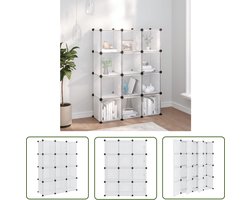 vidaXL Opbergkasten Plastic - Kunststof Opbergbox - Opbergmeubel met 12 vakken en deuren polypropeen transparant - Opbergsysteem - Kastje - Bergruimte