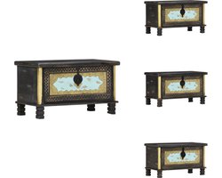 vidaXL - Opbergkist - 80x40x45 - cm - massief - mangohout - zwart