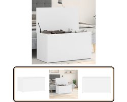 vidaXL Opbergkist - 84x42x46 cm - Bewerkte Hout - Wit Opbergkist - Houten Kast - Dekenskast - Bergruimte - Living Room Furniture