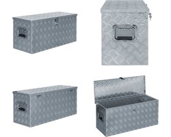 vidaXL - Opbergkist - 90,5x35x40 - cm - aluminium - zilverkleurig