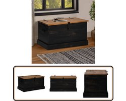 vidaXL Opbergkist HALDEN - Zwart - Grenenhout - 91x48x47 cm Opbergkist - Houten Opbergkist - Halden Kast - Opbergbox - Grenshouten Meubels