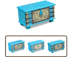 vidaXL Opbergkist Mangohout Blauw - 80x40x45 cm - Handgemaakt Opslagkist - Mangohout - Vintage Kast - Indonesische Kast - Blue Furniture