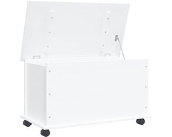 vidaXL - Opbergkist - met - wielen - ALTA - 73x39,5x43 - cm - massief - grenenhout - wit