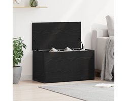 vidaXL - Opbergkist - Zwart - Eiken - 84x42x46 - cm - Bewerkt - Hout