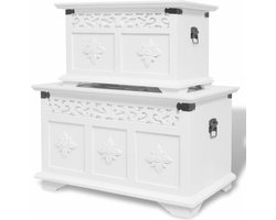 vidaXL - Opbergkisten - set - wit - 2 - st