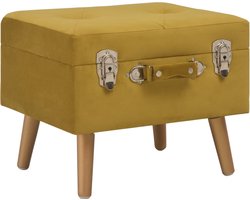 vidaXL Opbergkrukken Set Fluweel Mosterdgeel Opslagmeubel - Velvet Bankje - Stoere Kruk - Multifunctioneel Meubel - Salon Meubilair